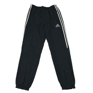 Adidas Men Windbreaker Track Pants Mesh Lined Black White Green Athletic Joggers